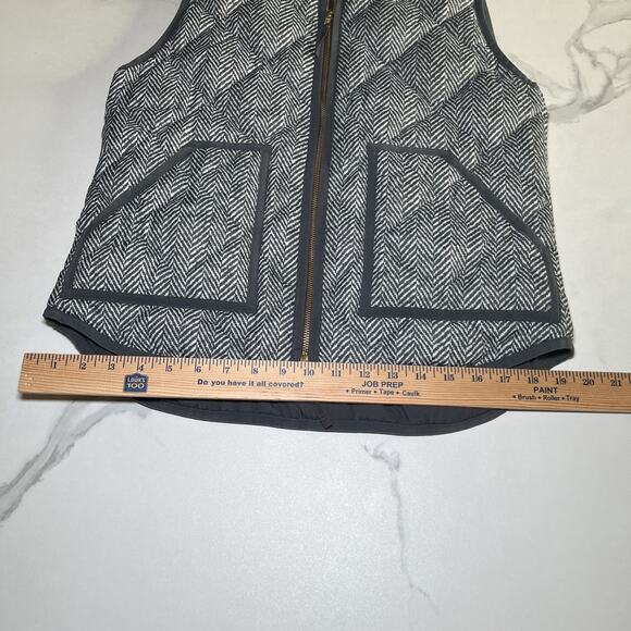 J CREW Puffer Vest Gray Herringbone Pattern Down Filled w/Pockets Size Small NWT - Picture 6 of 11